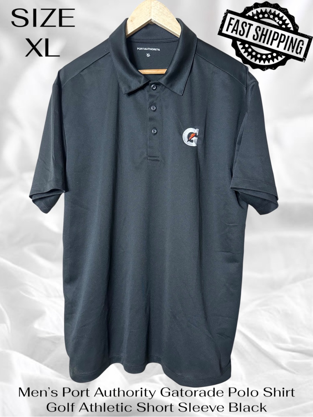 Gatorade Polo Shirt Golf Athletic Short Sleeve Black Men’s Size XL FAST SHIPPING